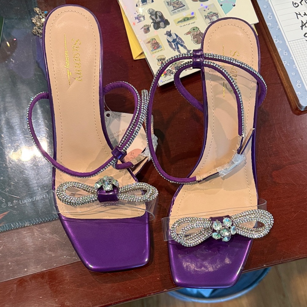 Sole Society Purple Jeweled Strappy Heels